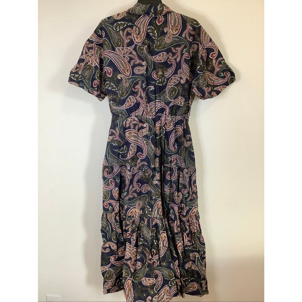 Nicholas Women's 14 Blue Amina Paisley Midi Dress Silk Blend Boho Chic S4-3 - Picture 6 of 10